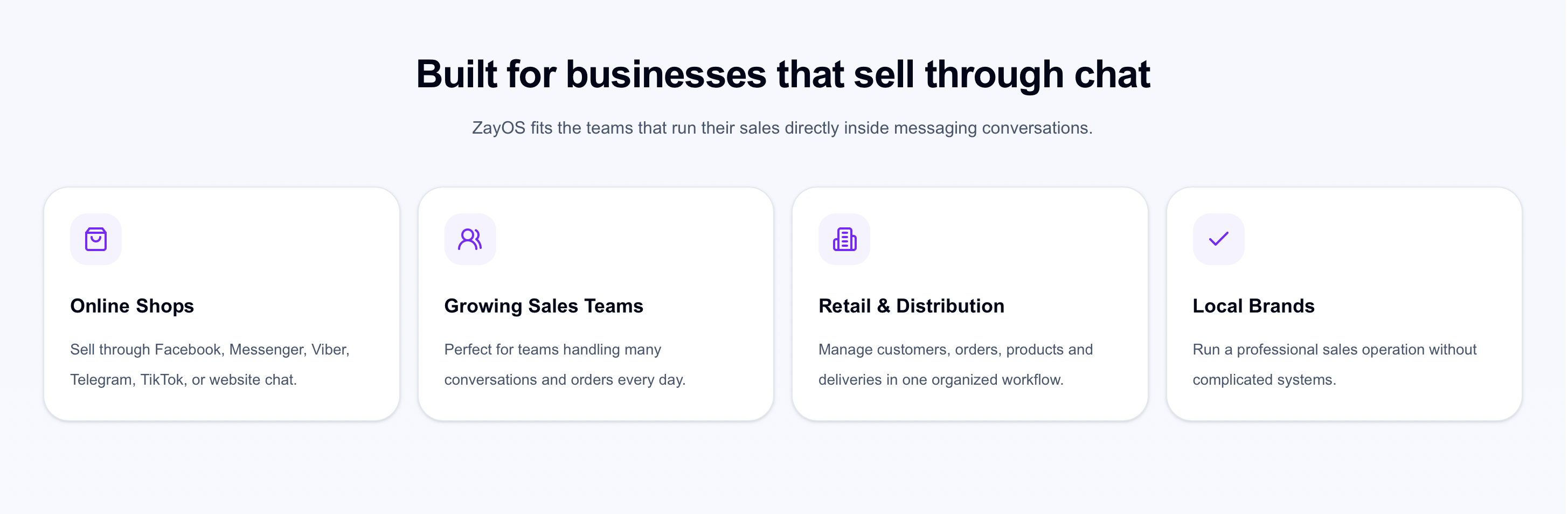 ZayOS workflows for businesses selling through chat